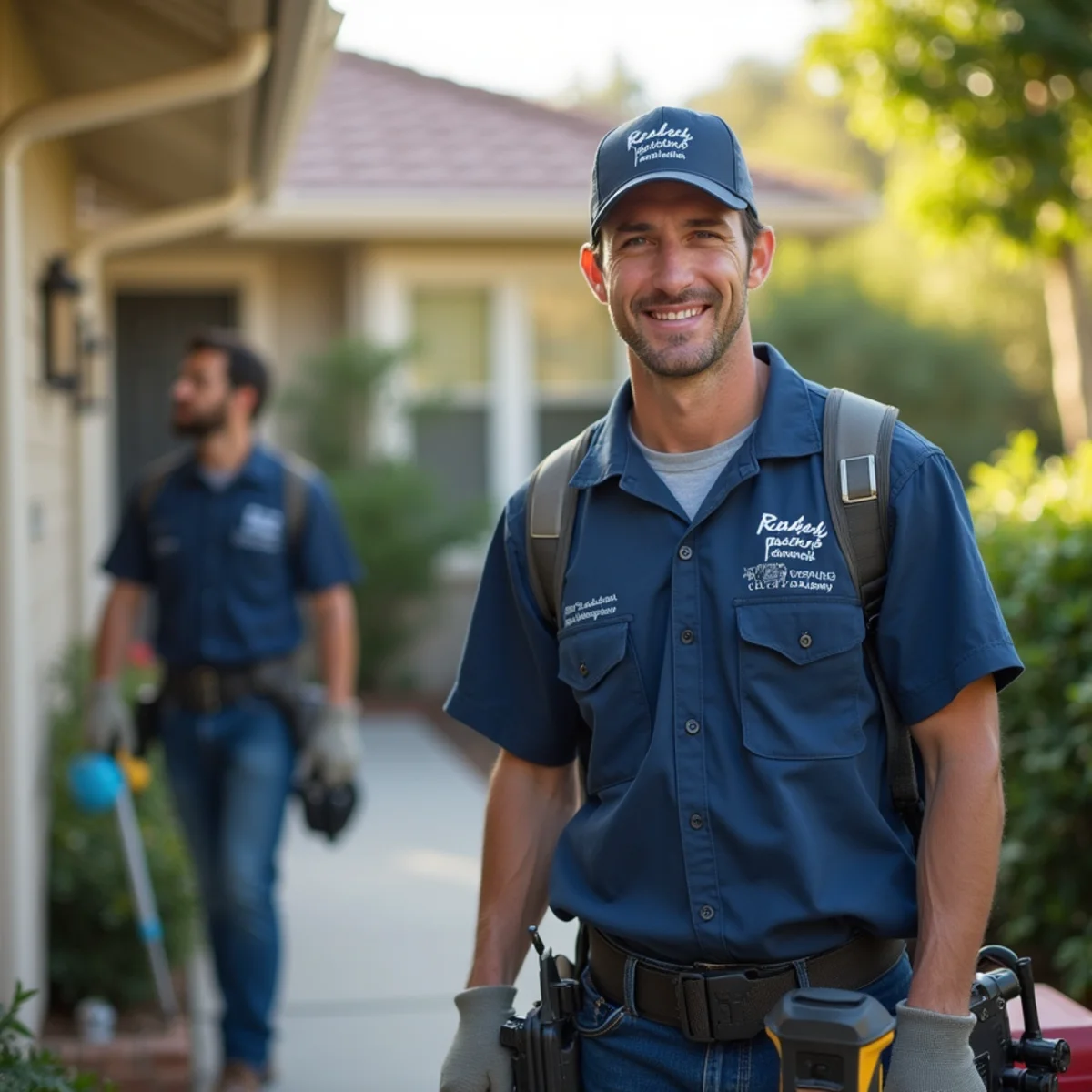 Water damage restoration technician working at a home in Antioch, CA
