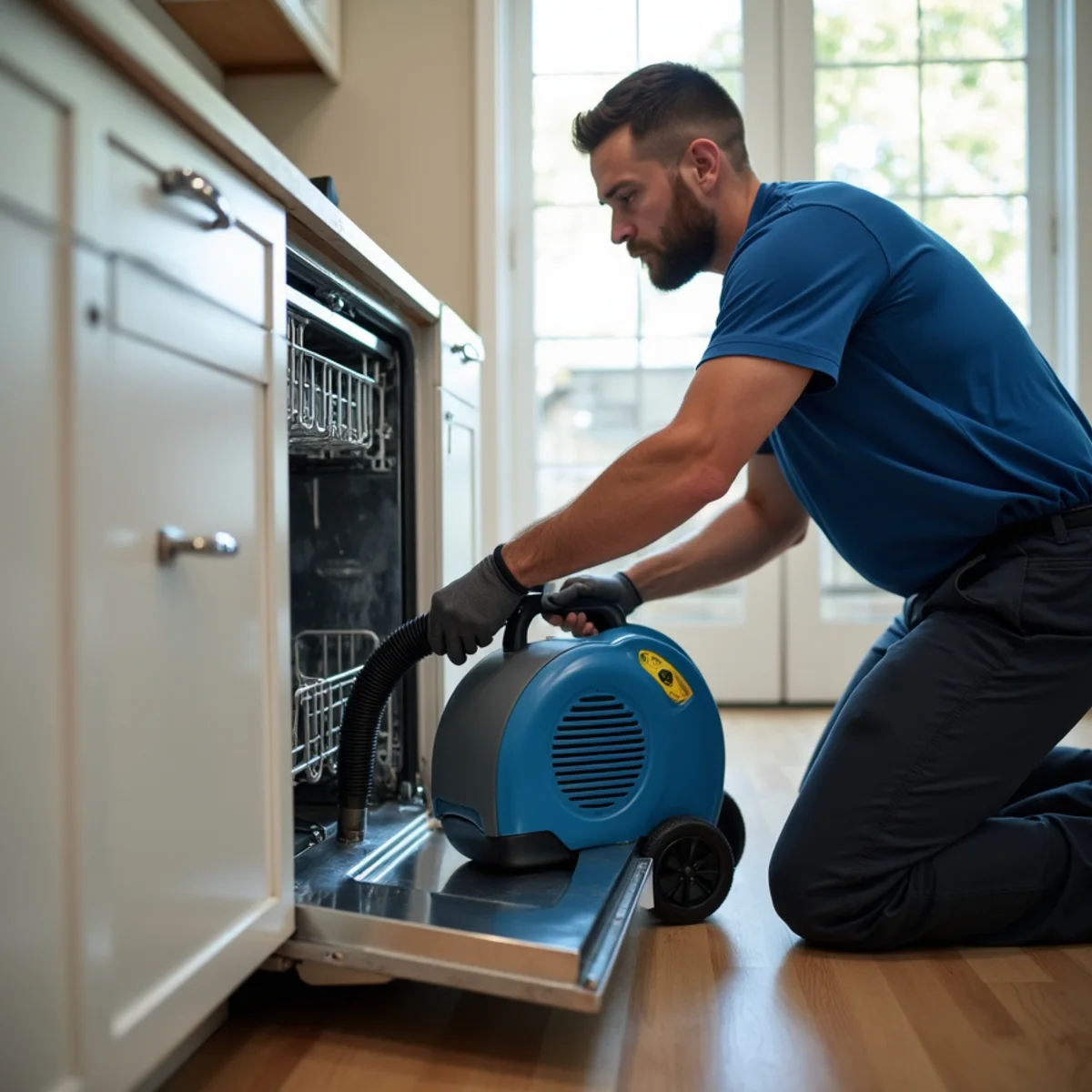 Appliance Leak Water Damage process — technicians using professional equipment at an Oakland property