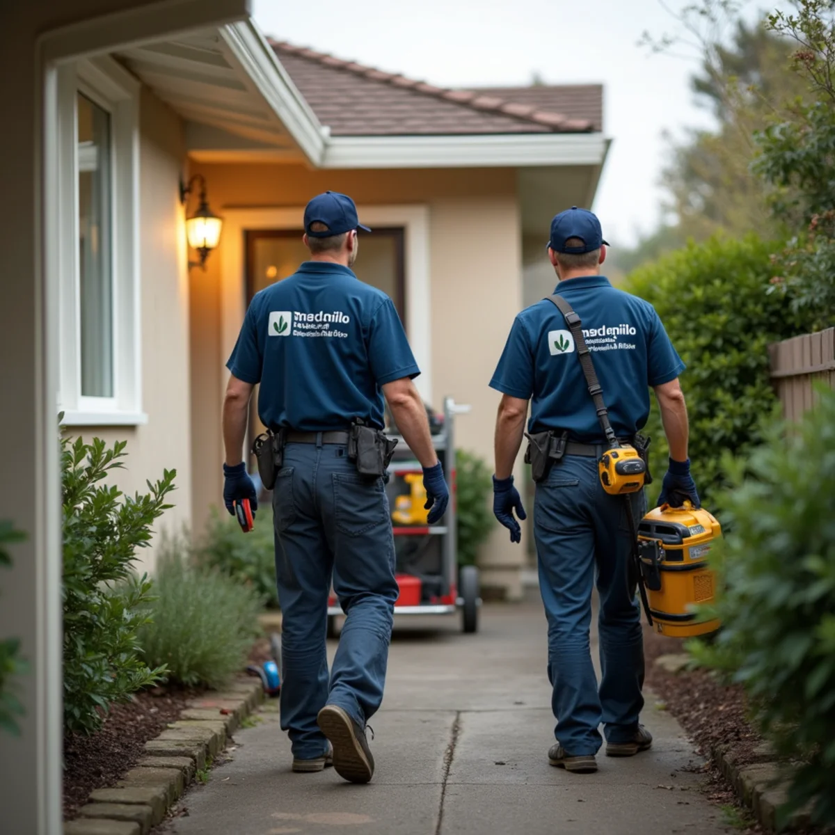 Water damage restoration technician working at a home in Berkeley, CA