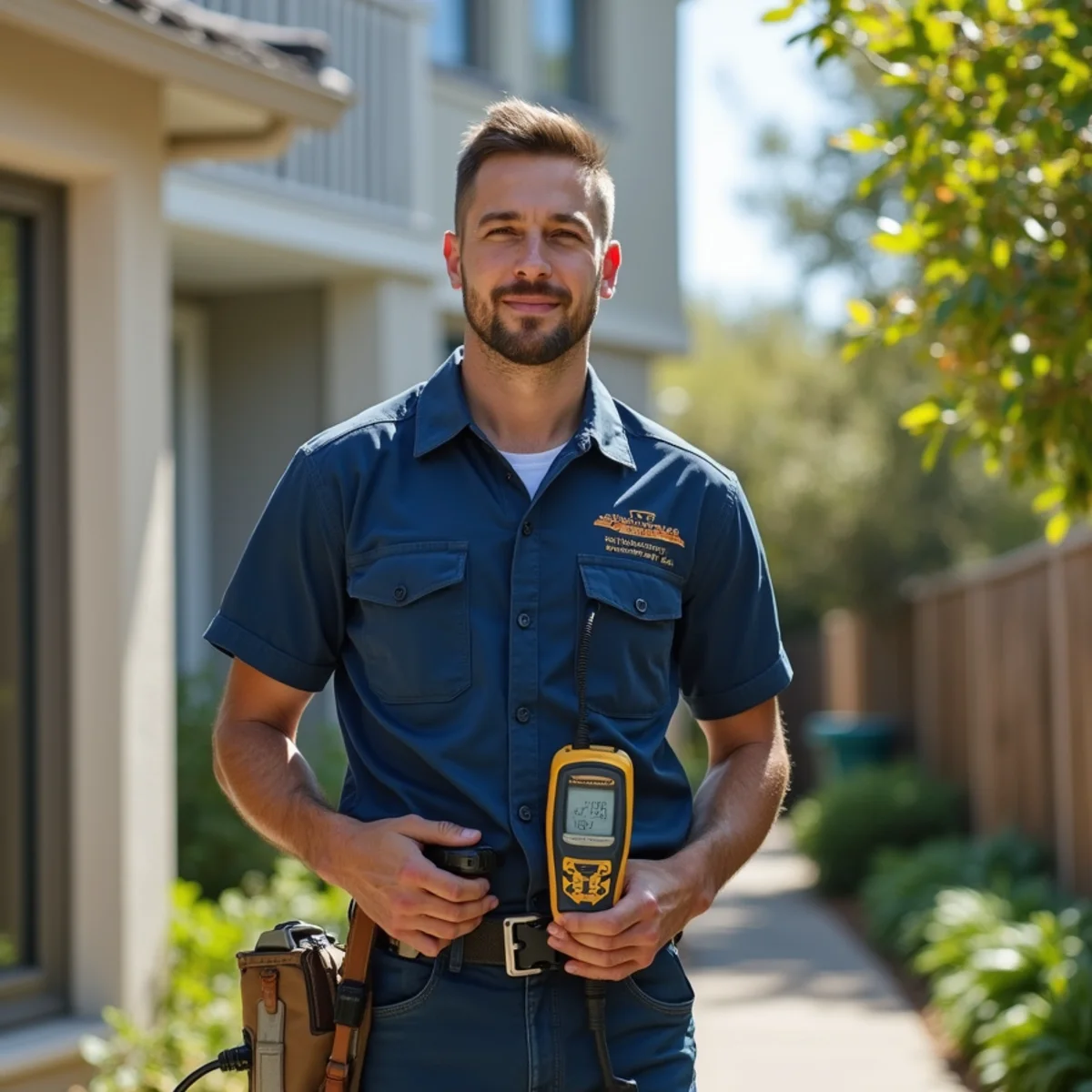 Water damage restoration technician working at a home in Castro Valley, CA