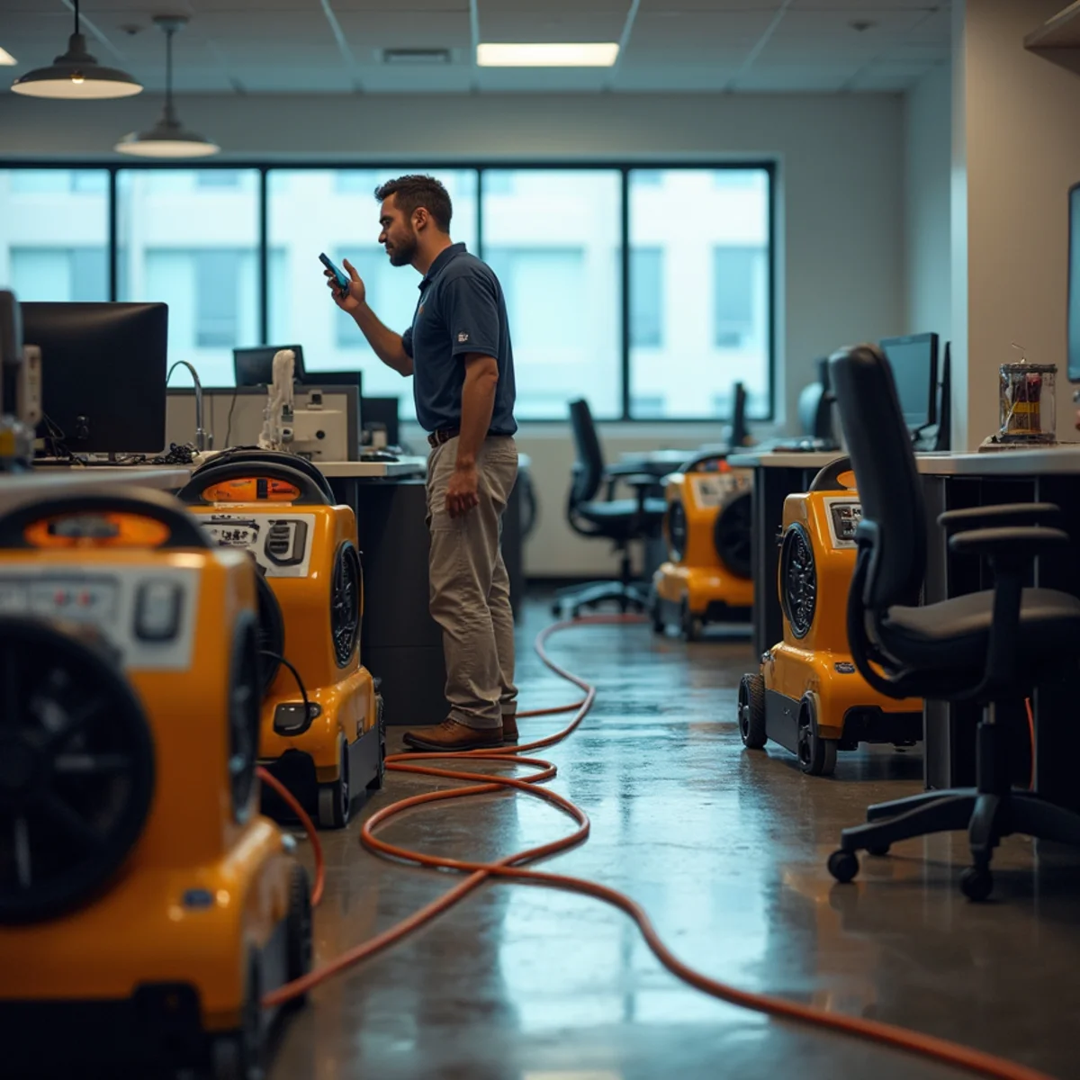Commercial Water Damage Restoration in progress at an Oakland property — technicians at work