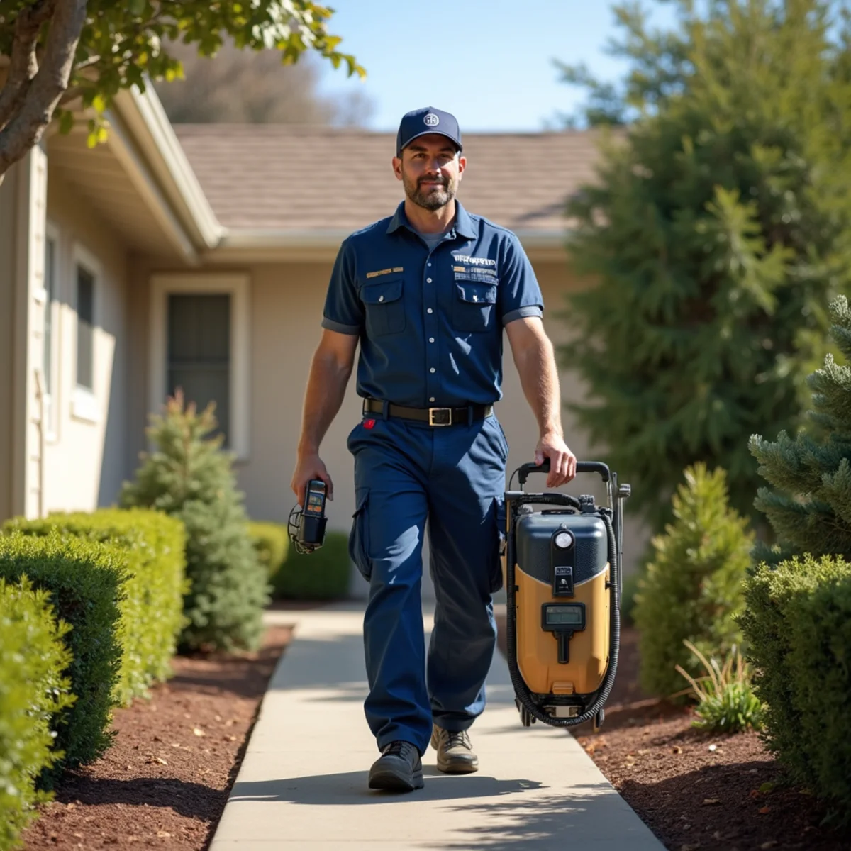 Water damage restoration technician working at a home in Concord, CA
