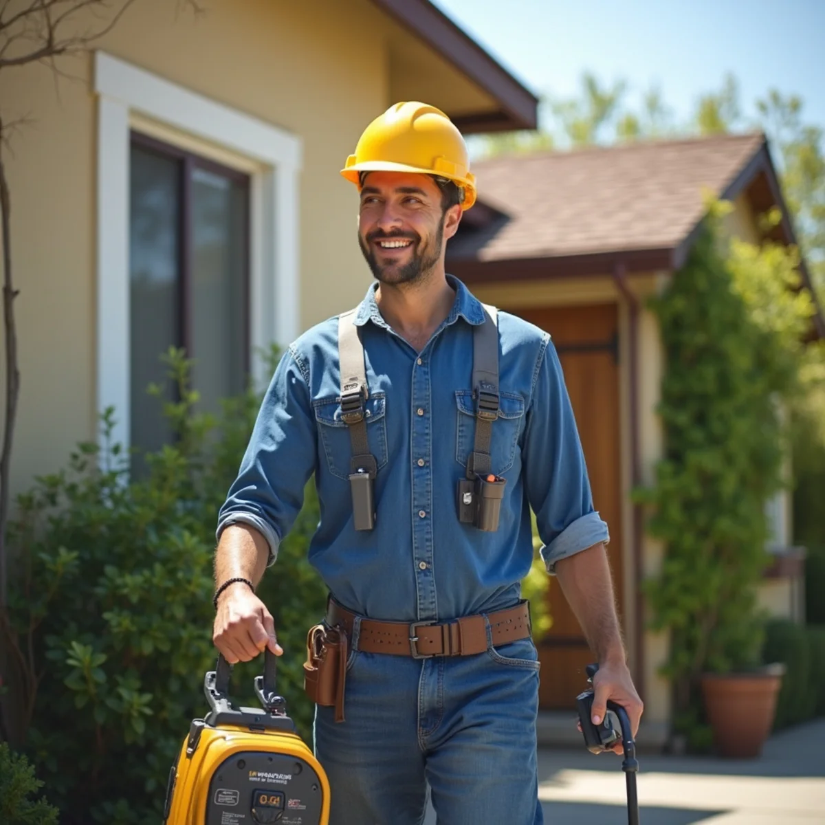 Water damage restoration technician working at a home in Cupertino, CA