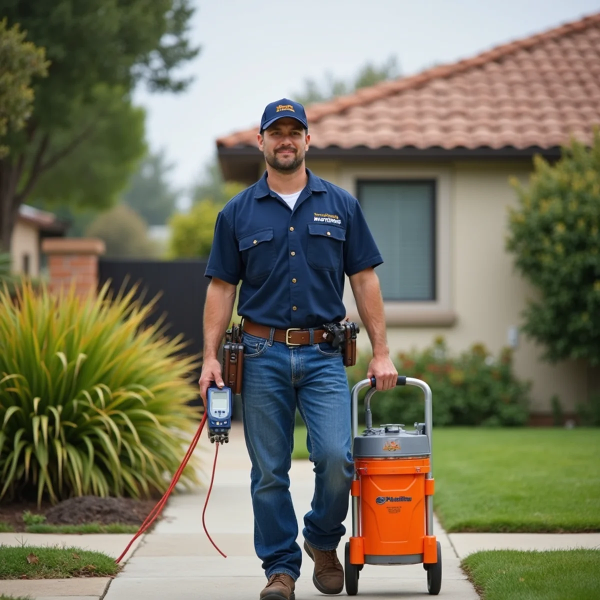 Water damage restoration technician working at a home in Dublin, CA