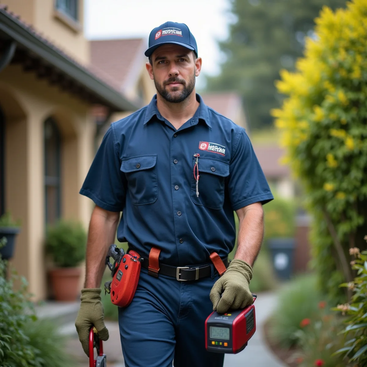 Water damage restoration technician working at a home in El Cerrito, CA