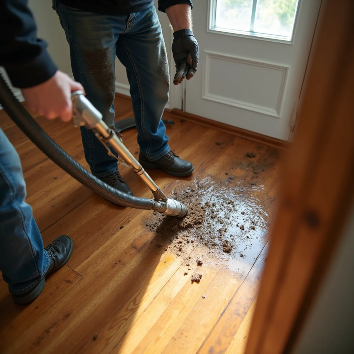 Flood Damage Restoration in progress at an Oakland property — technicians at work