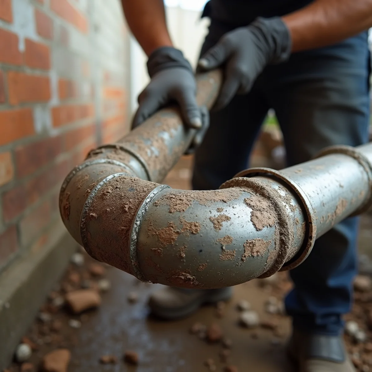 Corroded galvanized steel pipe removed from an older Oakland home