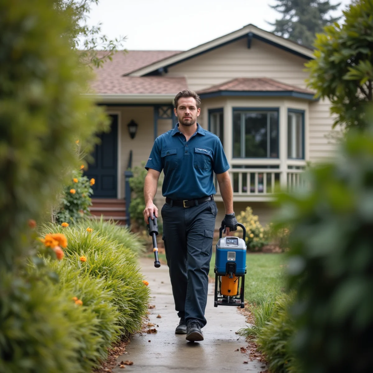 Water damage restoration technician working at a home in Glenview, Oakland