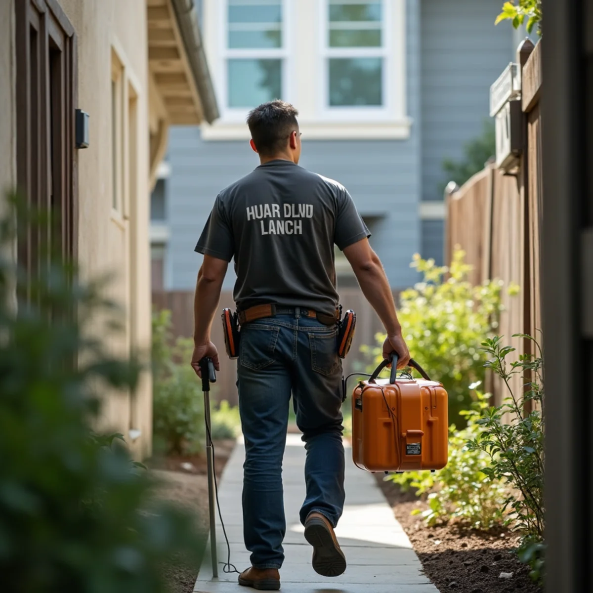 Water damage restoration technician working at a home in Jack London Square, Oakland