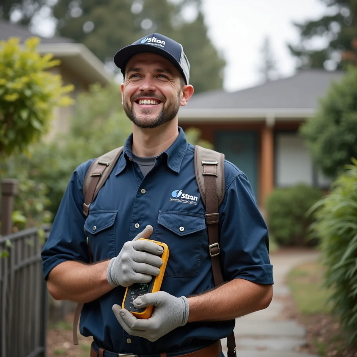 Water damage restoration technician working at a home in the Laurel District of Oakland