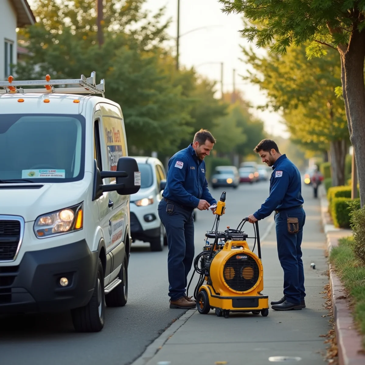 Water damage restoration crew responding to a home in Livermore