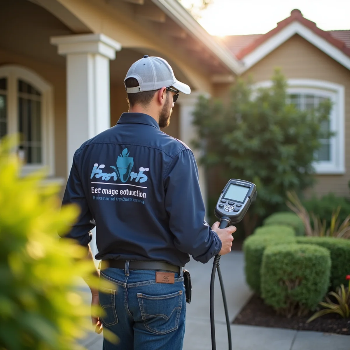Water damage restoration technician working at a home in Livermore, CA