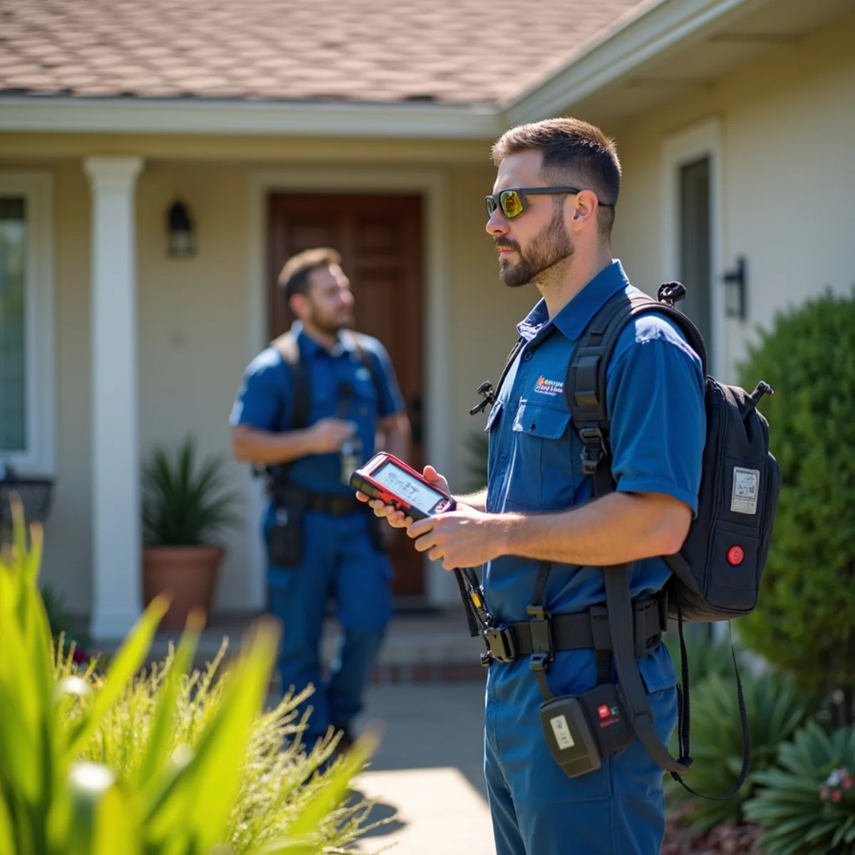 Water damage restoration technician working at a home in Milpitas, CA