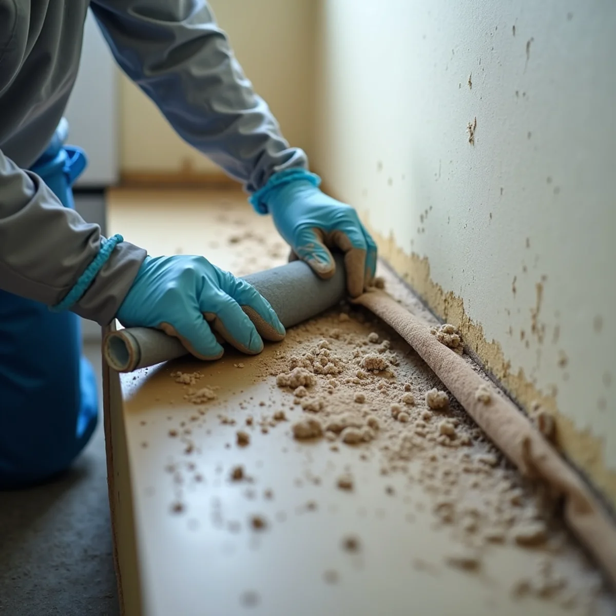 Mold Remediation in progress at an Oakland property — technicians at work