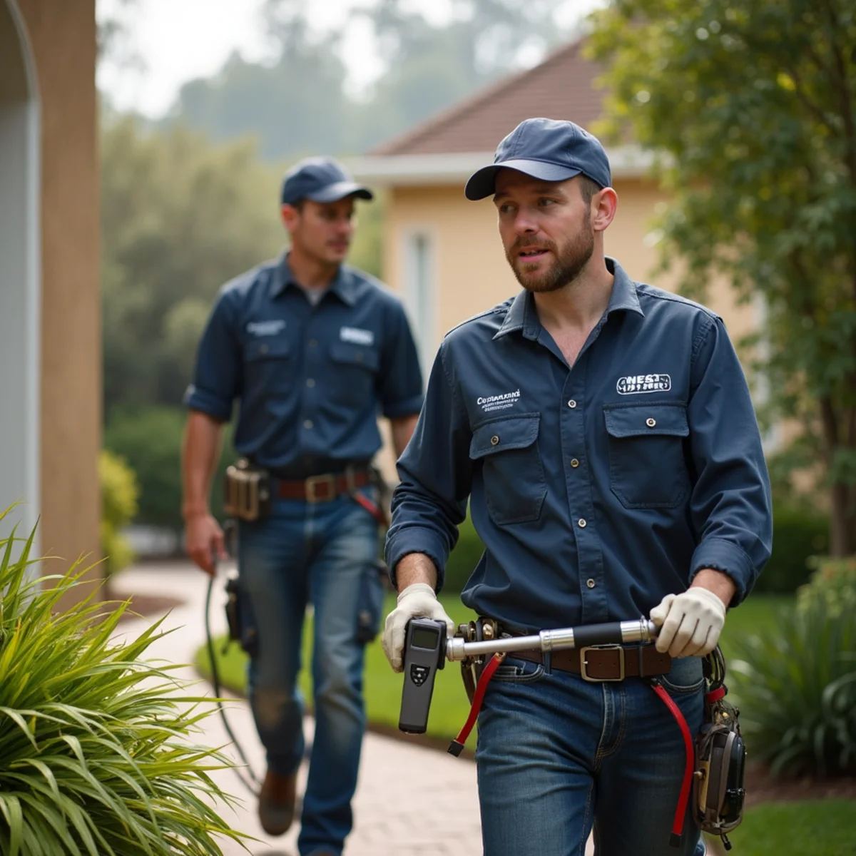 Water damage restoration technician working at a home in Palo Alto, CA