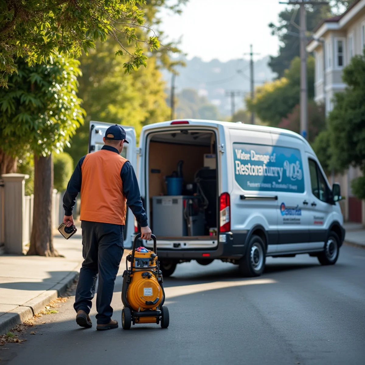 Water damage restoration crew responding to a home in Piedmont Avenue