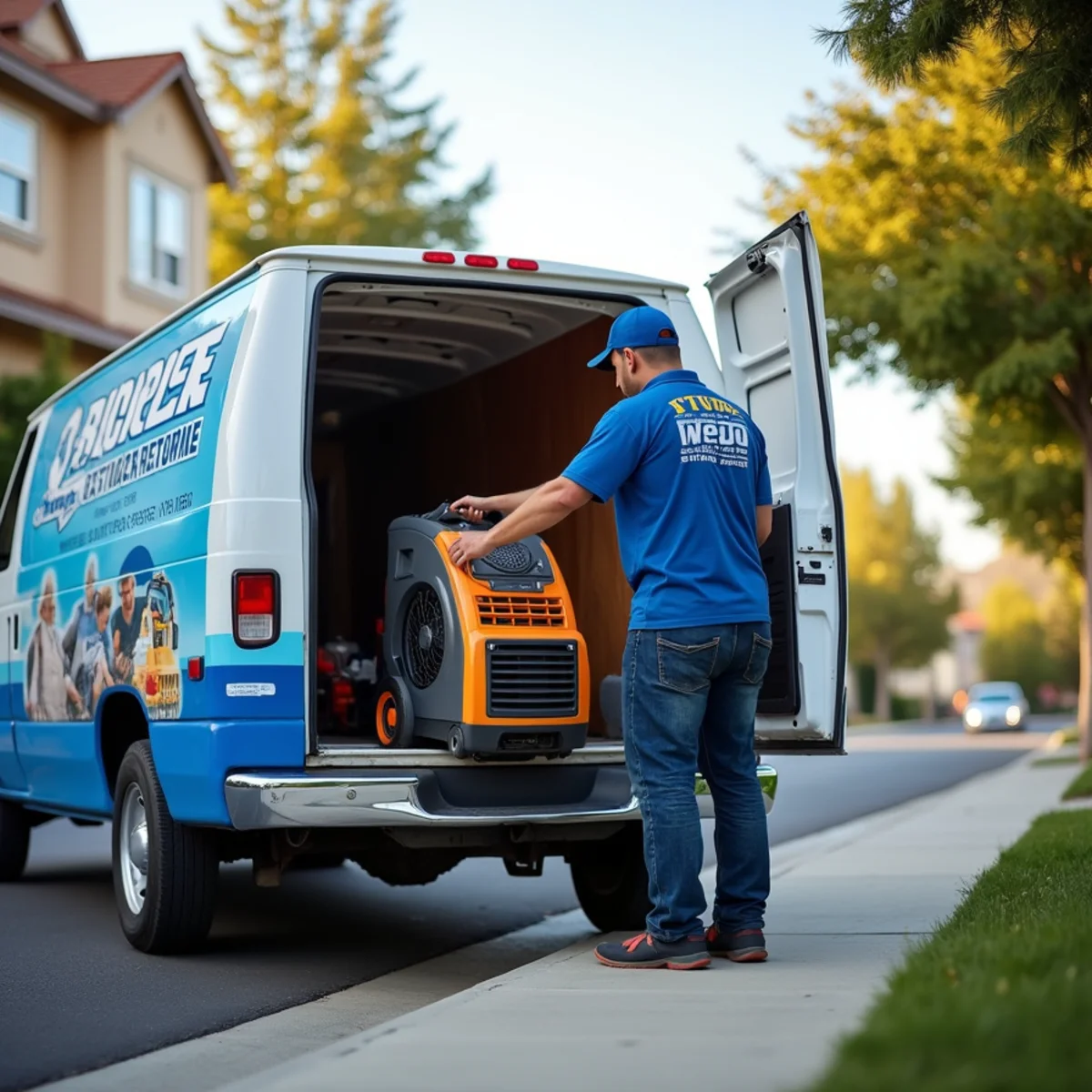Water damage restoration crew responding to a home in Pleasant Hill