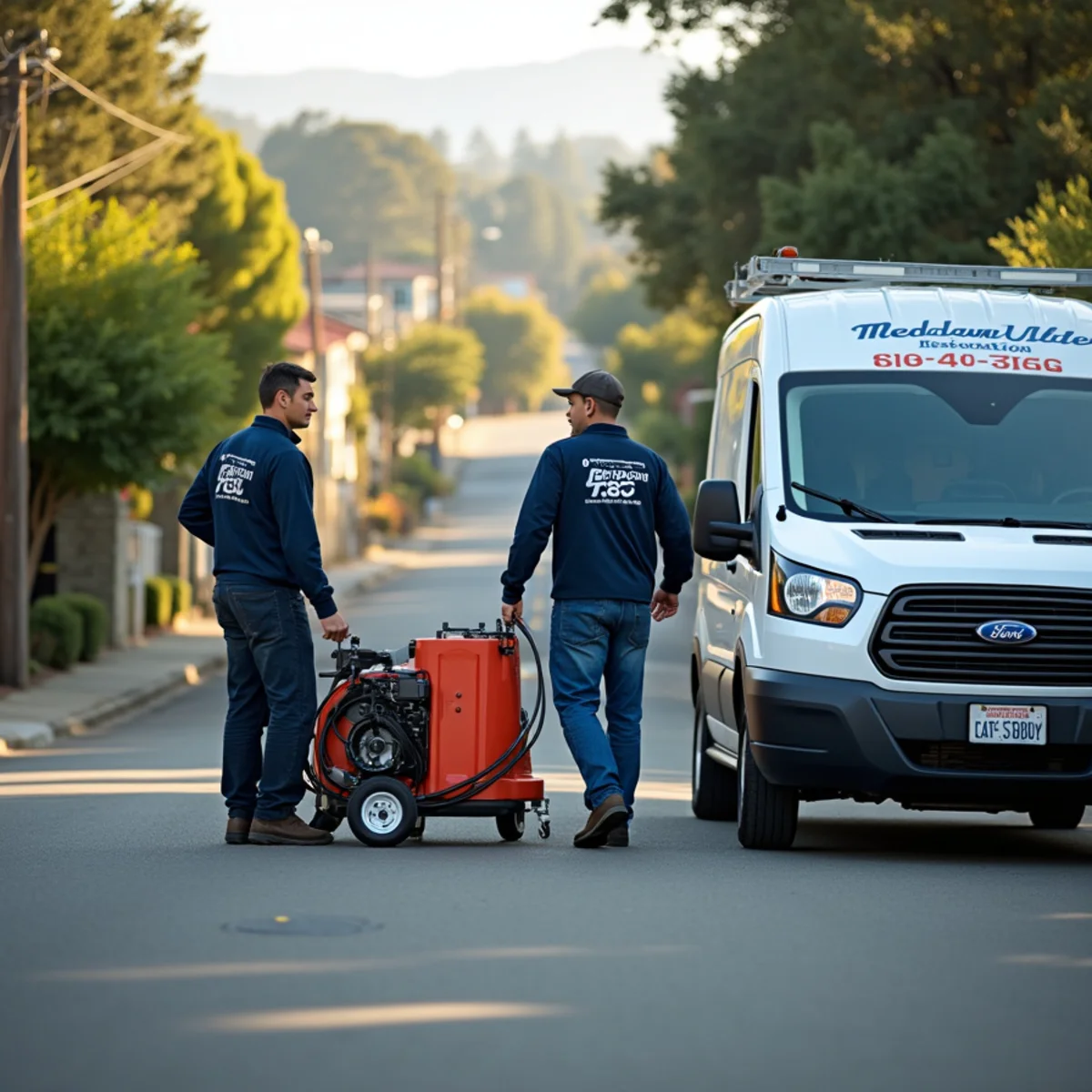 Water damage restoration crew responding to a home in Redwood Heights