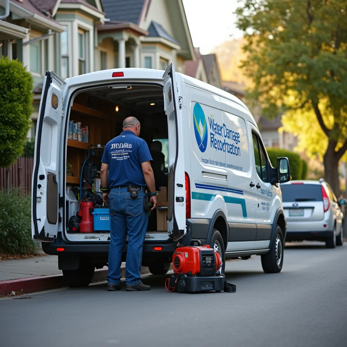 Water damage restoration crew responding to a home in Rockridge