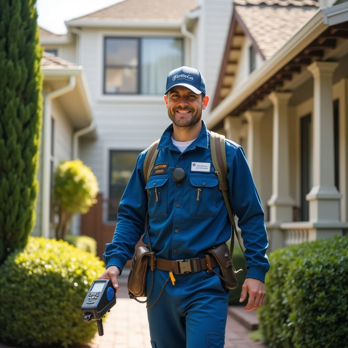 Water damage restoration technician working at a home in San Francisco, CA