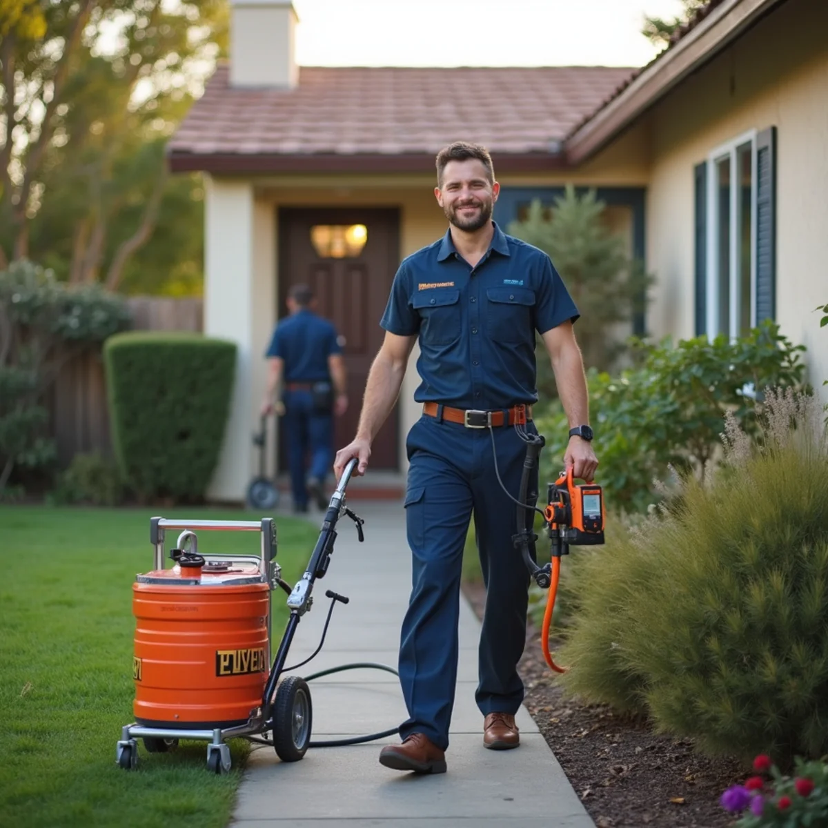 Water damage restoration technician working at a home in San Jose, CA