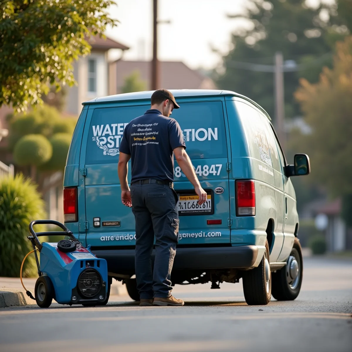 Water damage restoration crew responding to a home in San Leandro