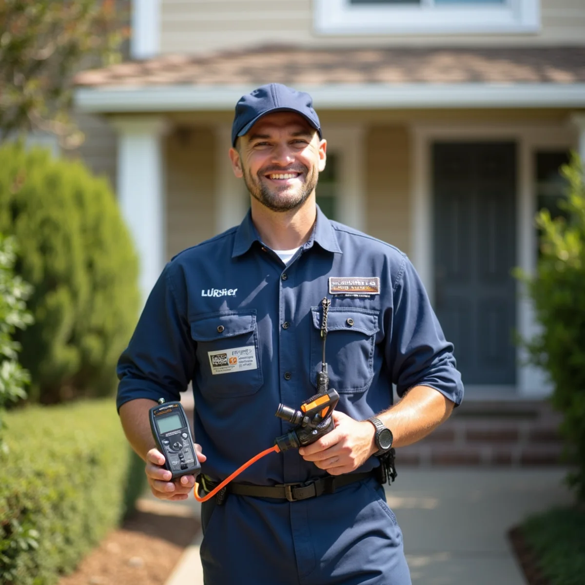 Water damage restoration technician working at a home in San Ramon, CA