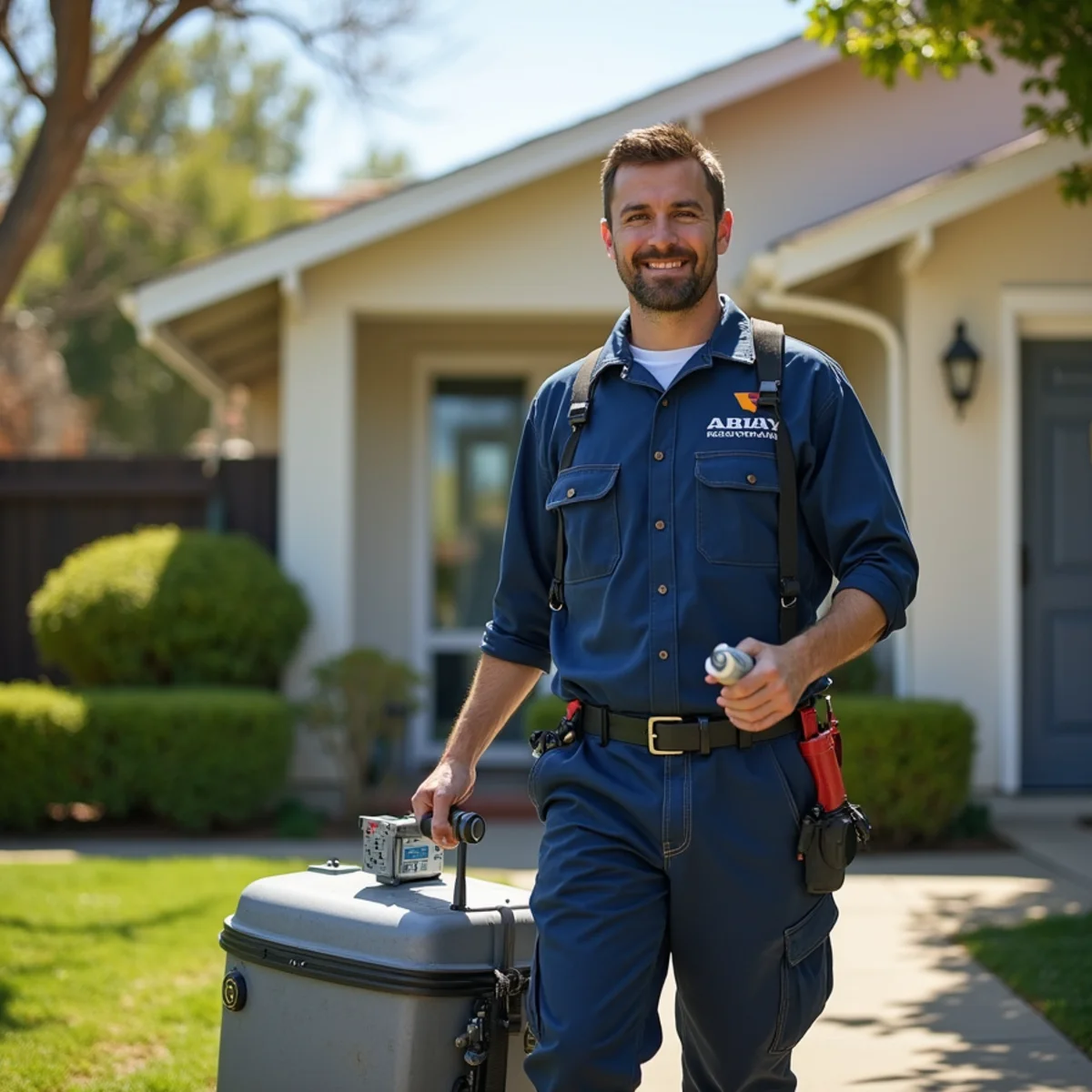 Water damage restoration technician working at a home in Santa Clara, CA