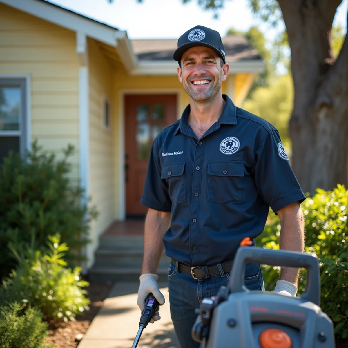 Water damage restoration technician working at a home in Sobrante Park, Oakland