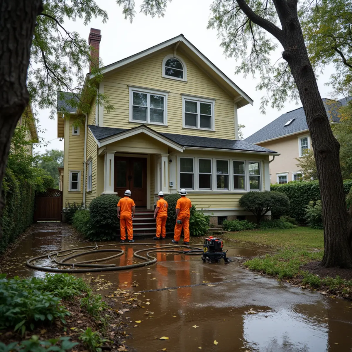 Storm-damaged Oakland home with a fallen tree limb and water intrusion after an atmospheric river