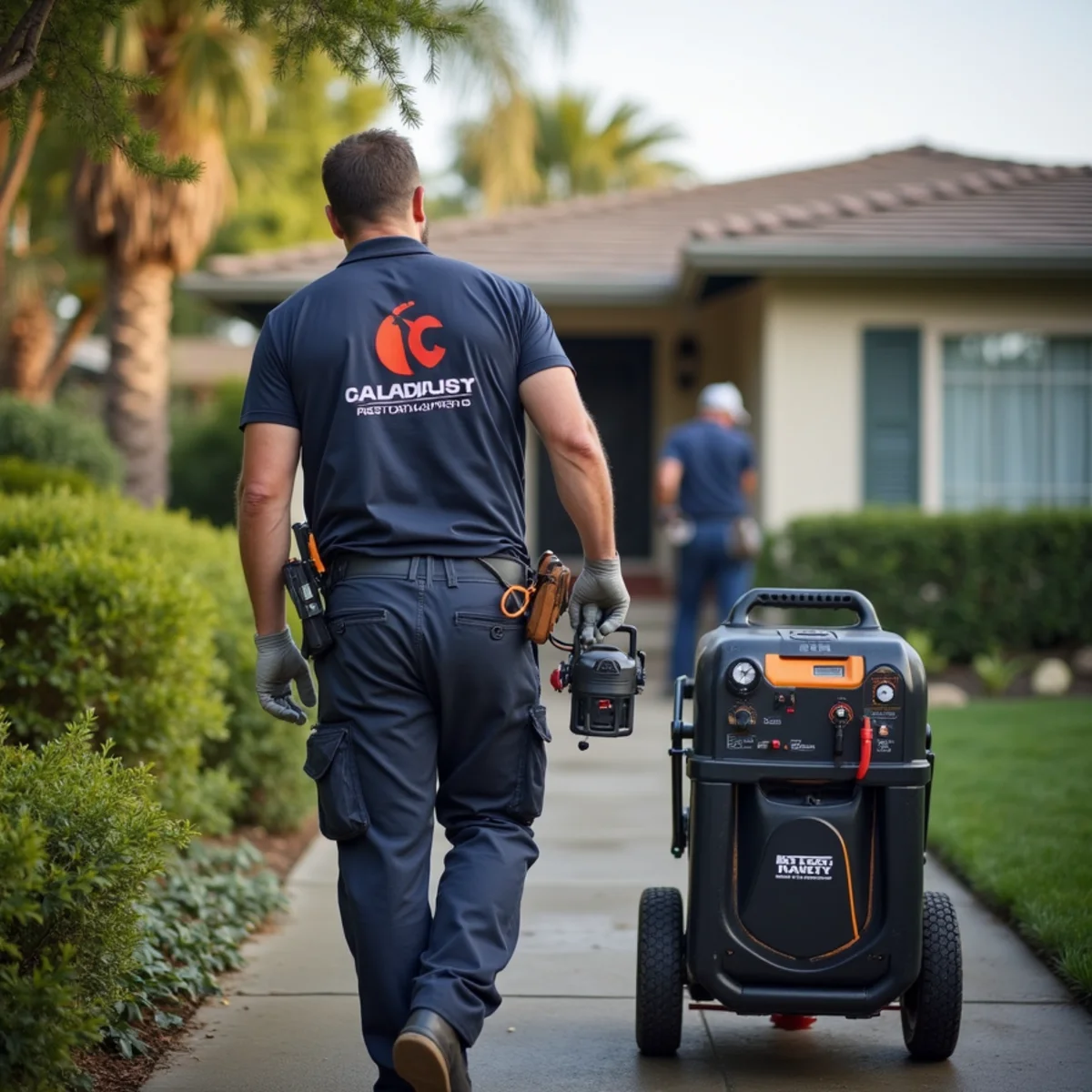Water damage restoration technician working at a home in Union City, CA