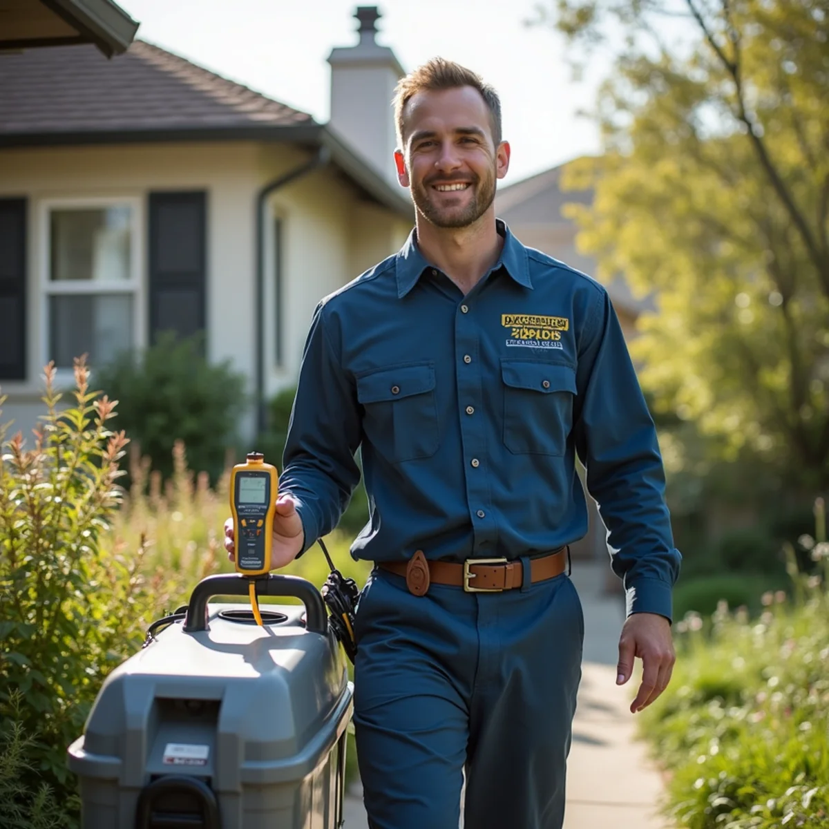 Water damage restoration technician working at a home in Walnut Creek, CA