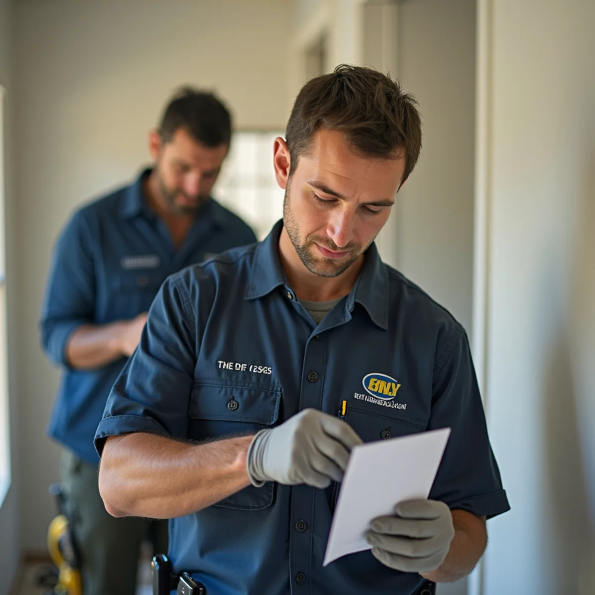 Restoration estimator measuring moisture in an Oakland home to prepare a water damage quote