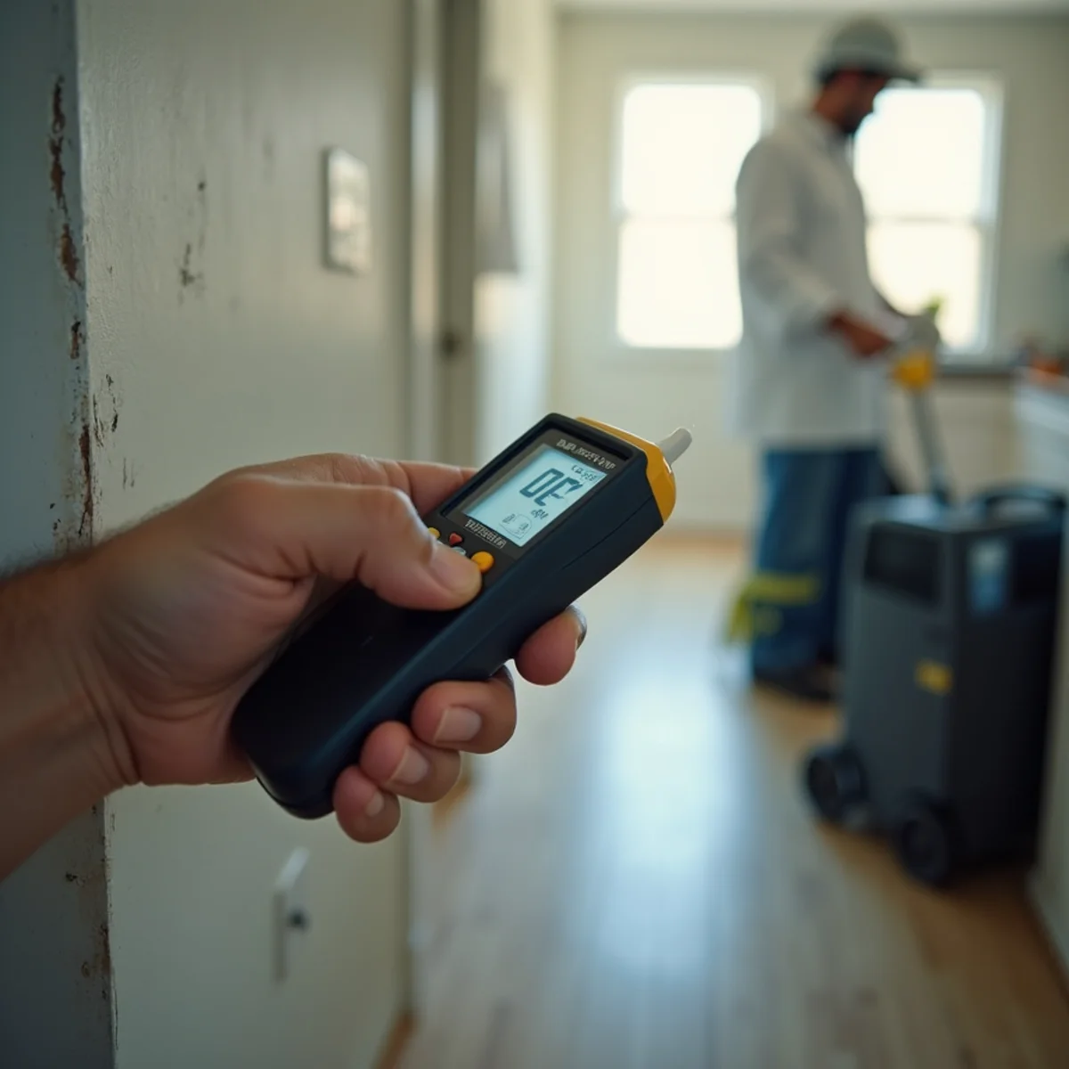 Water Damage Restoration in progress at an Oakland property — technicians at work