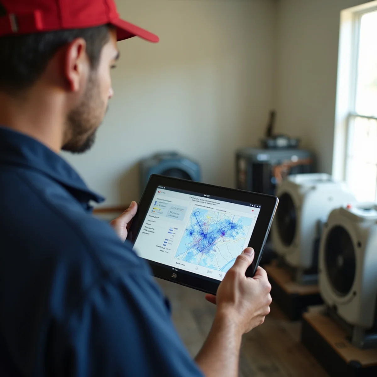 Water Damage Restoration process — technicians using professional equipment at an Oakland property